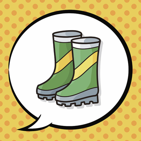 600x600 Rain Boots Doodle, Speech Bubble Art Print