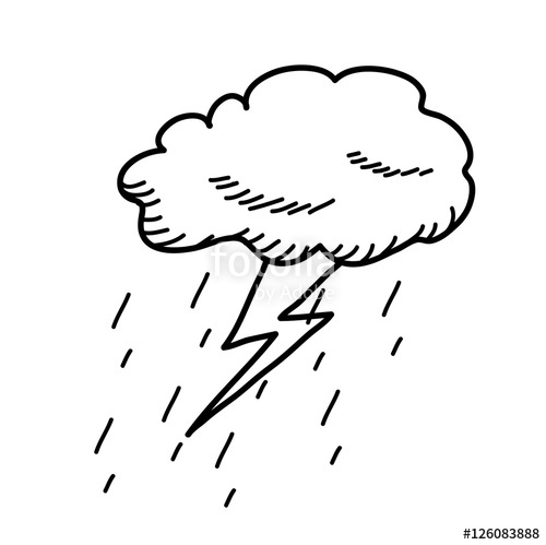500x499 Thunderstorm Cloud Doodle Drawing A Hand Drawn Vector Cartoon