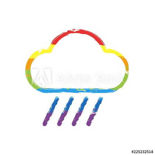 500x500 Cloud And Rain Weather Simple Icon Linear Style Drawing Sign