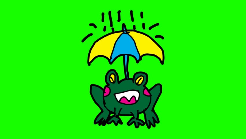 852x480 Kids Drawing Green Screen With Theme Of Frog And Rain