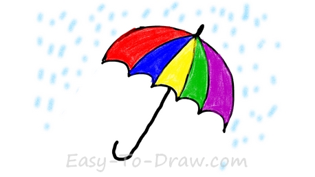 458x258 How To Draw A Cartoon Umbrella In The Rain For Kids Easy