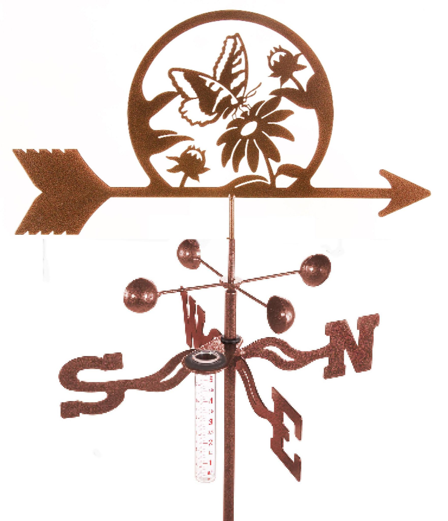1763x2048 Butterfly And Flowers Rain Gauge Garden Stake Weathervane