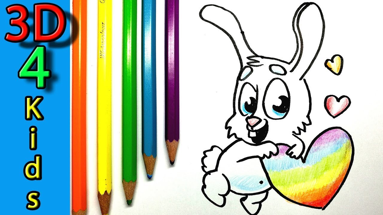 1280x720 Colorfull Rainbow Cartoon Bunny With Hearts