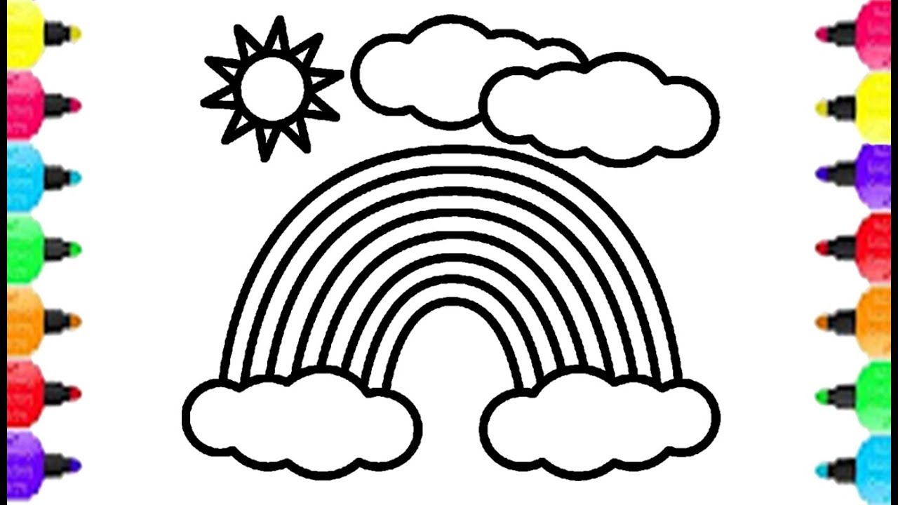 1280x720 Rainbow Coloring Pages How To Draw Rainbow Clear Sky Coloring