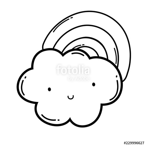 500x500 Cloud And Rainbow Cartoon In Black And White Stock Image