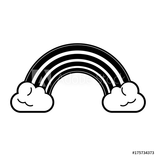 500x500 Rainbow With Clouds Icon Image Vector Illustration Design Black