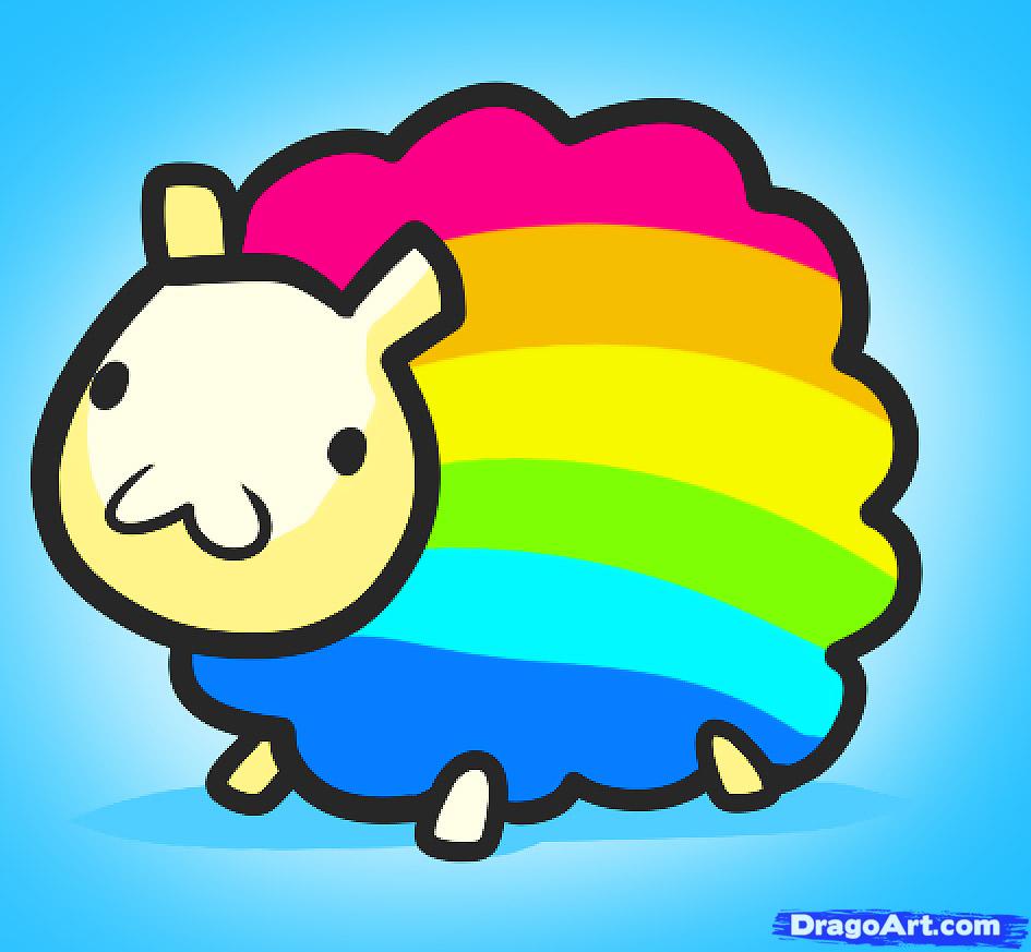 945x873 How To Draw Rainbow Sheep, Rainbow Sheep, Step