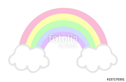 500x326 Pastel Colorful Rainbow With Clouds, Vector Illustration Doodle