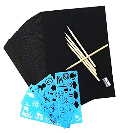 425x425 Pieces Colorful Rainbow Scratch Art Paper