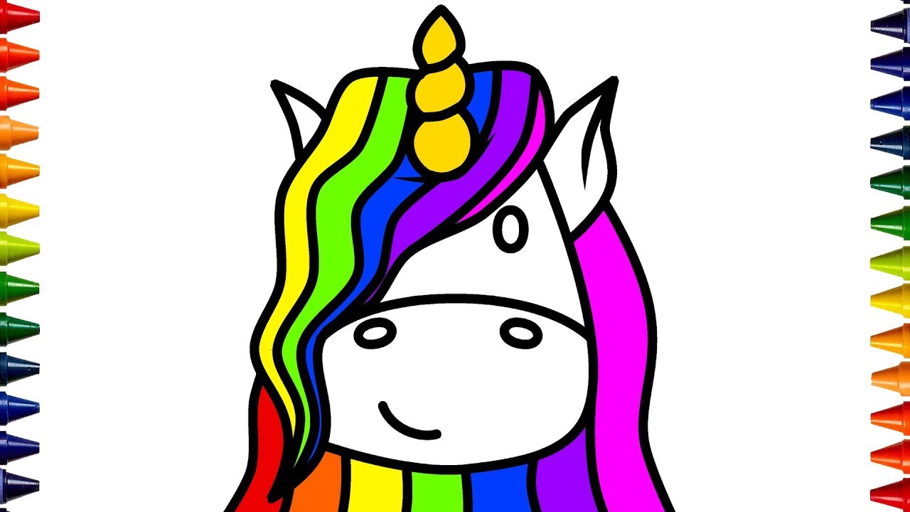 1280x720 Rainbow Unicorn Coloring And Drawing How To Draw Unicorn