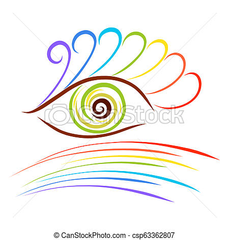 450x470 Colorful Eye With Eyelashes Of Seven Colors Of The Rainbow
