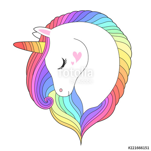 500x500 Unicorn Face With Rainbow Hair Vector Illustration Stock Image