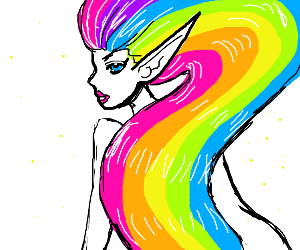 300x250 Elf With Long Flowing Rainbow Hair