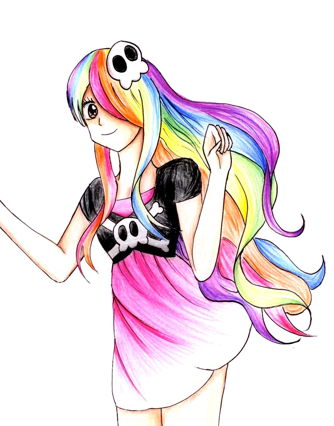 1275x1628 Drawing Request!!! I've Never Drawn Rainbow Hair Before It Was