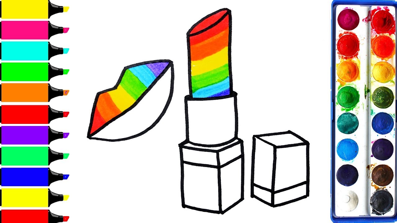 1280x720 Rainbow Lipstick Coloring Pages Drawing Rainbow Lip Art Colors