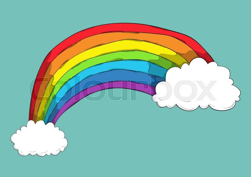800x566 Cartoon Clouds And Rainbow, Drawing
