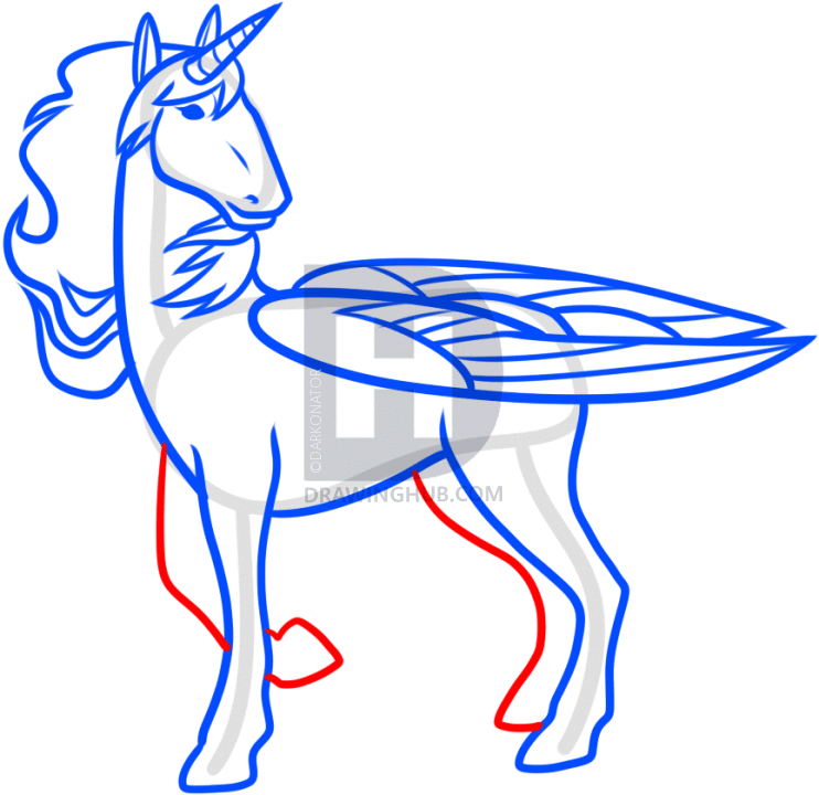 742x720 How To Draw A Rainbow Unicorn, Step
