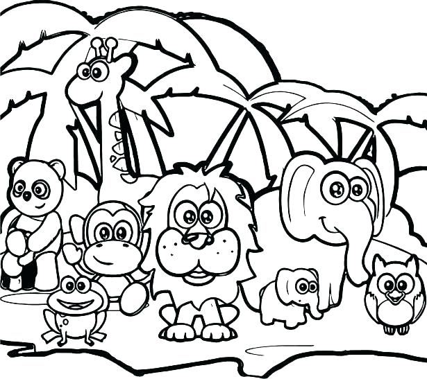 615x547 Forest Animal Coloring Pages For Kids Rainforest Colouring