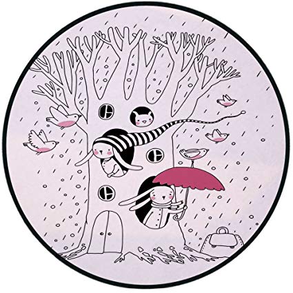 425x425 Printing Round Rug, Magical, Minimalist Habitat