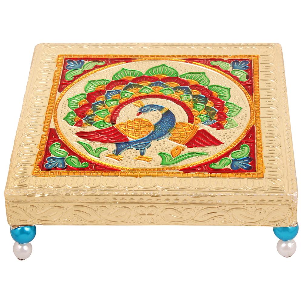 1000x1000 rajasthani art meenakari golden pooja bajottablechowki, ganapati