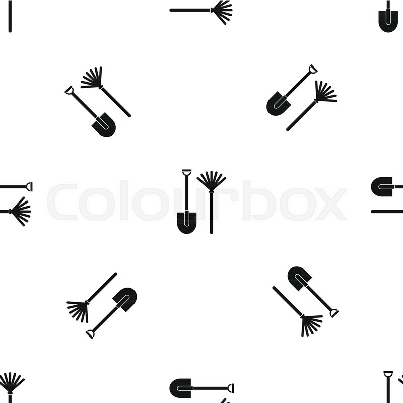 800x800 rake and shovel pattern repeat stock vector colourbox