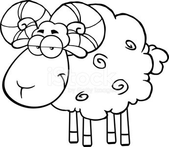 345x299 Black And White Ram Sheep Premium Clipart