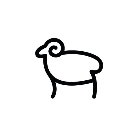 450x450 Linear Stylized Drawing Of Sheep Or Ram