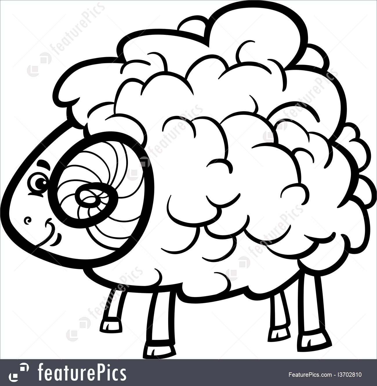1300x1332 Ram Cartoon For Coloring Book Illustration