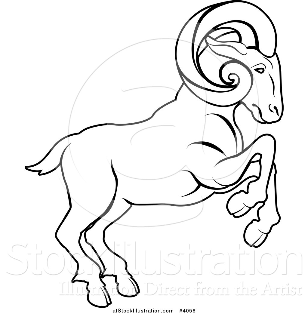 1024x1044 Vector Illustration Of A Black And White Line Drawing Of The Aries