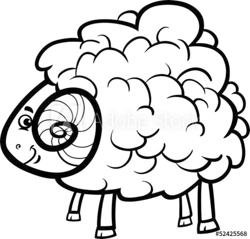 500x477 Ram Cartoon Illustration For Coloring Book