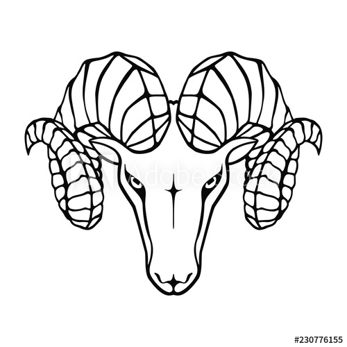500x500 Icon Aries Symbol Argali Black Sign Head Ram Isolated On White