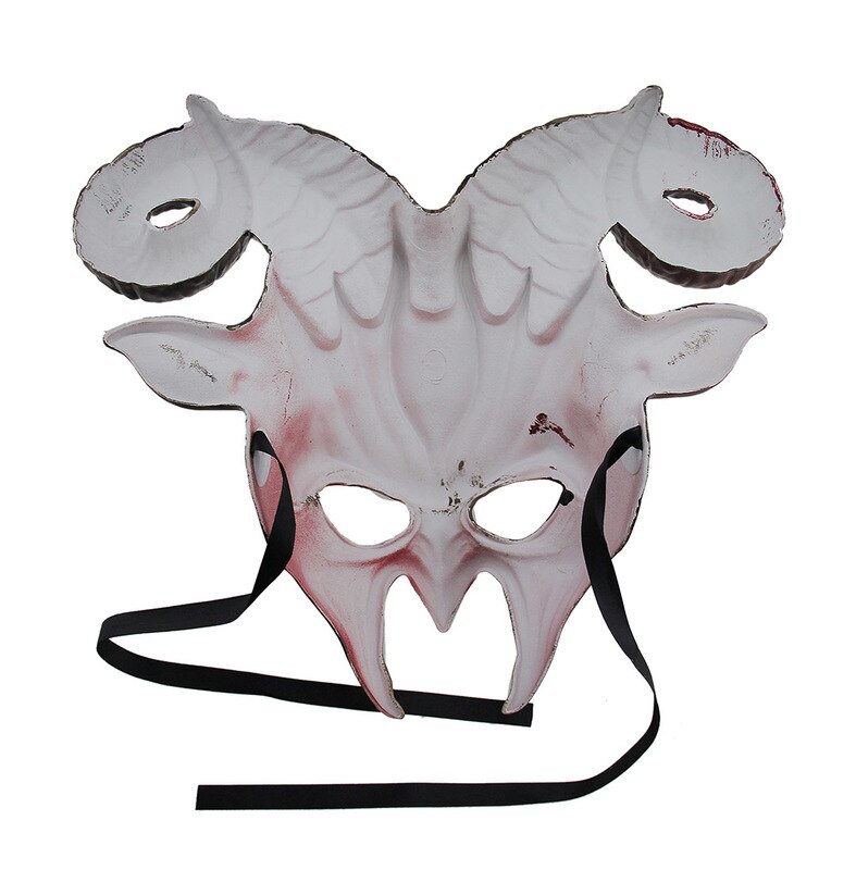 787x800 Red Ram Horns Demon Goat Man Half Face Mask