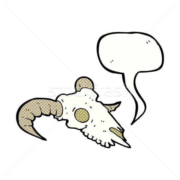 600x600 Cartoon Ram Skull With Speech Bubble Vector Illustration
