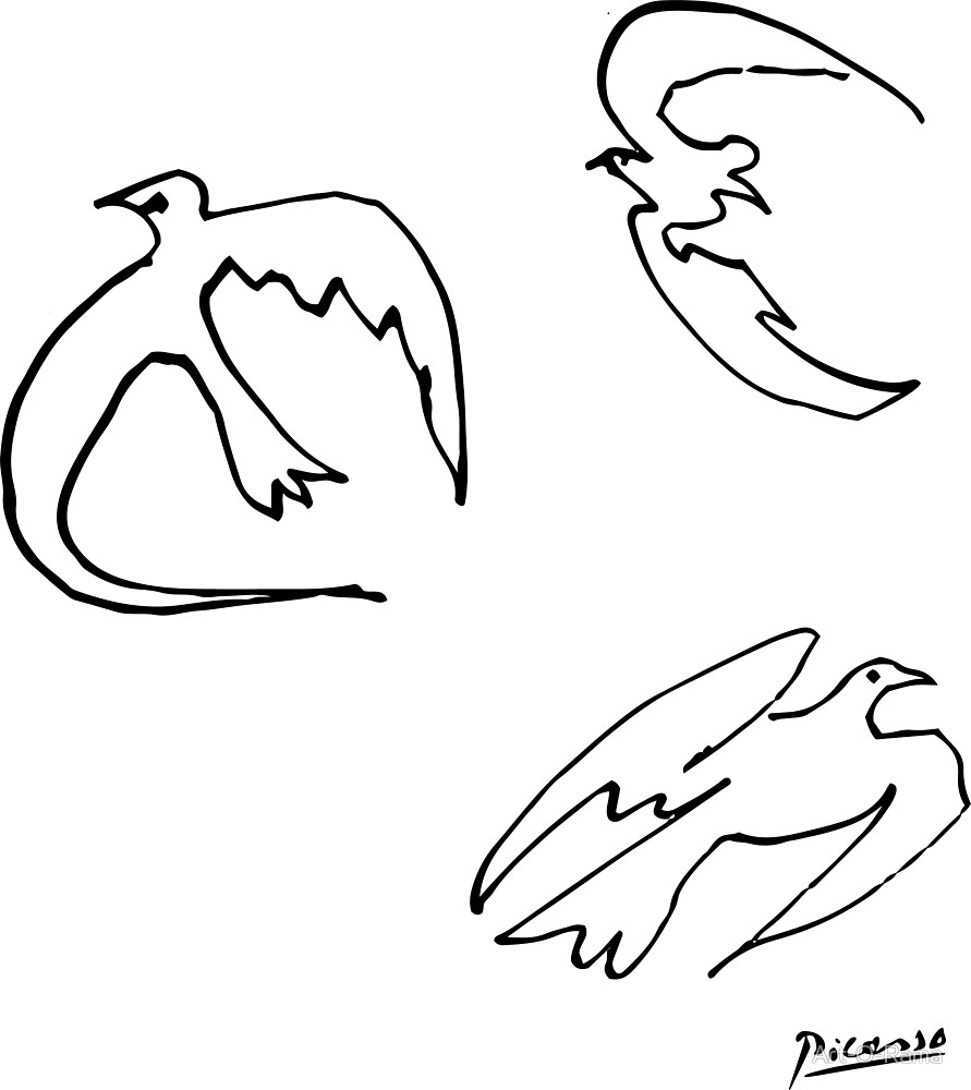 891x1000 Doves Of Peace Line Drawing, Animals Sketch Artwork, Pablo Picasso