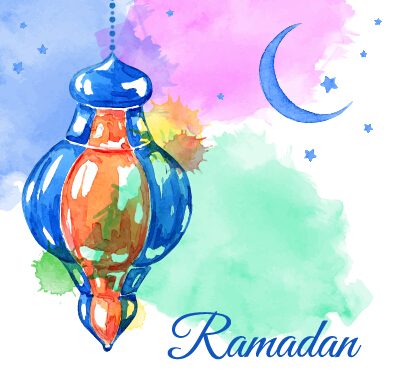 394x392 Watercolor Drawing Ramadan Kareem Vector Background Free Download