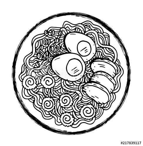 487x500 Hand Drawn Japanese Food Sketch Illustration Retro Style Sushi