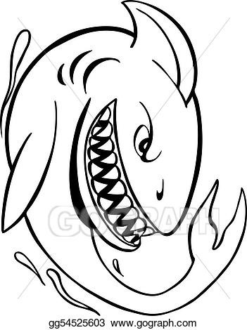 351x470 Shark Line Art Vector