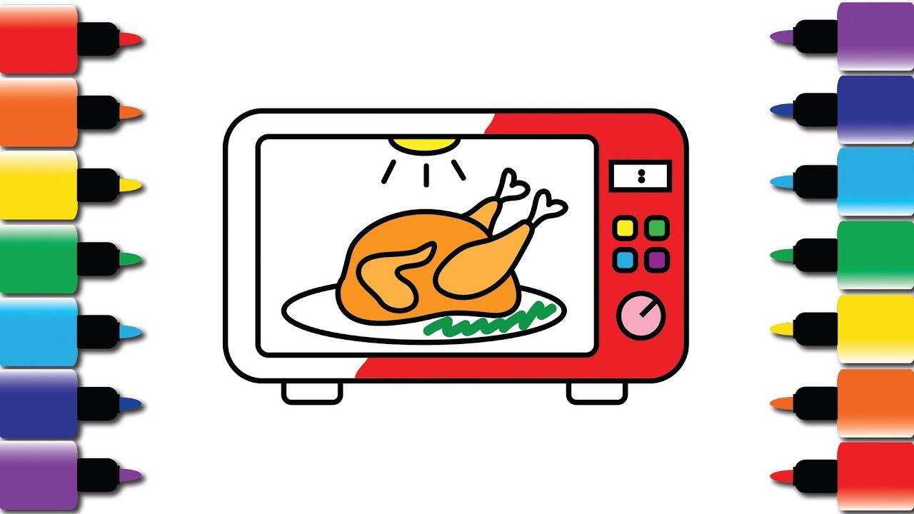 1280x720 How To Draw Cartoon Chicken And Microwave Range Drawing