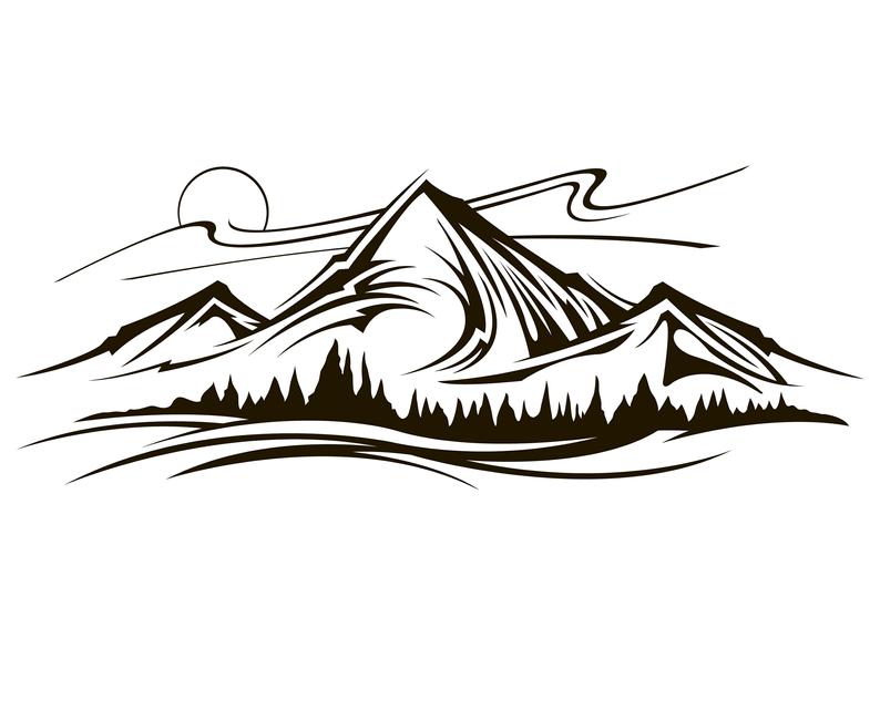 794x650 Mountain Range Landscape Scenery Outline Etsy