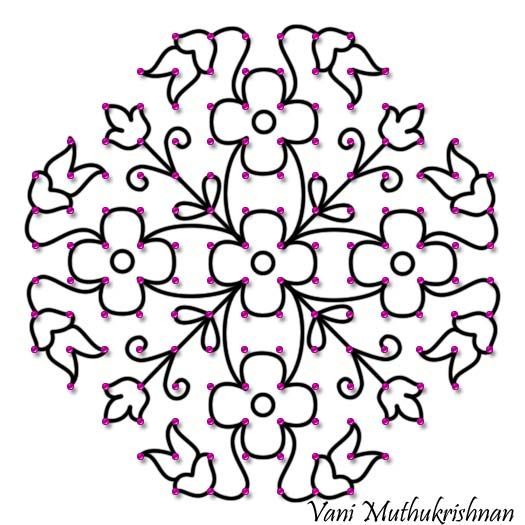 525x525 Flower Design Rangoli Drawing