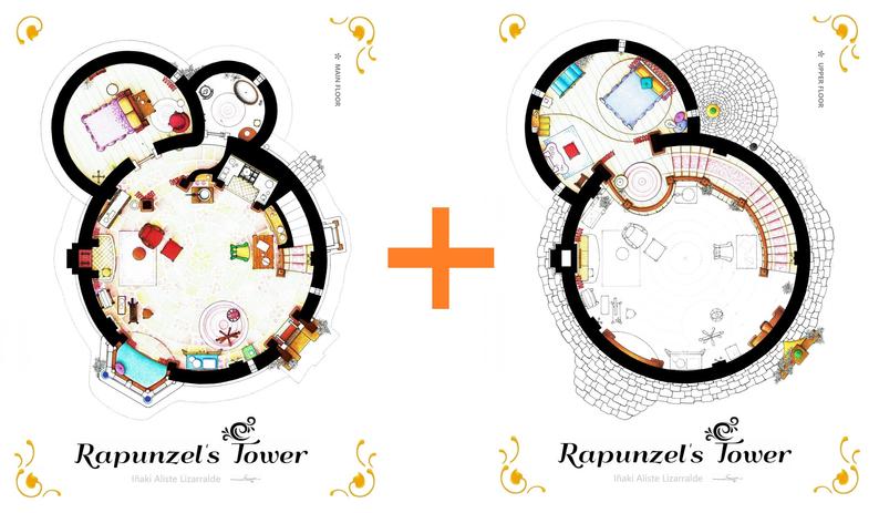 794x463 floorplans of rapunzel's tower from tangled etsy