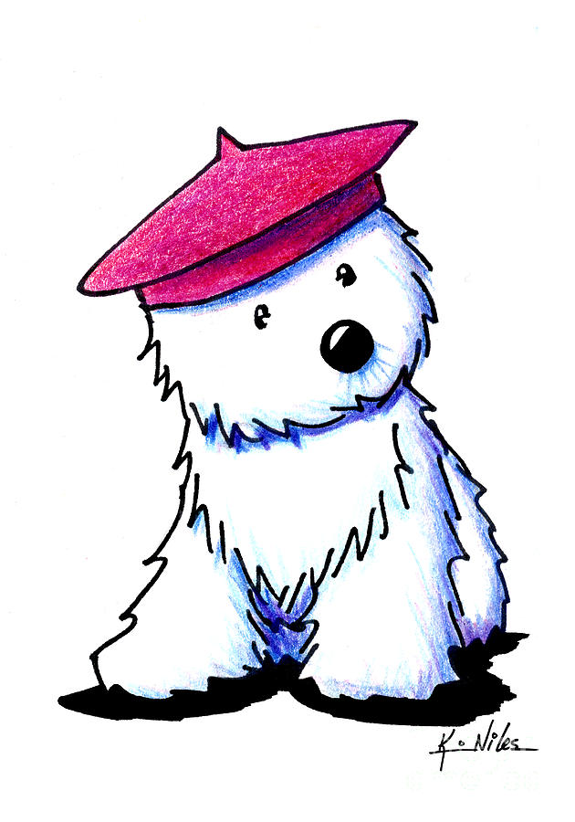 630x900 Raspberry Beret Westie Drawing