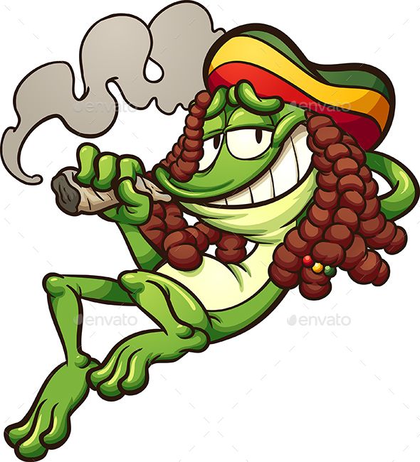 590x650 Frog With Rasta Hair, Smoking A Joint Vector Clip Art