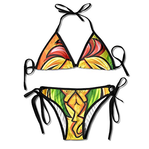 522x522 women's rasta lion drawing beachwear swimsuit