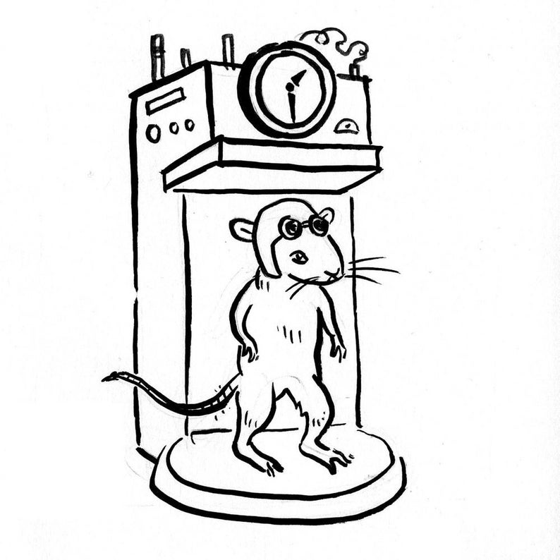 794x794 time traveler rat ink drawing optional frame etsy