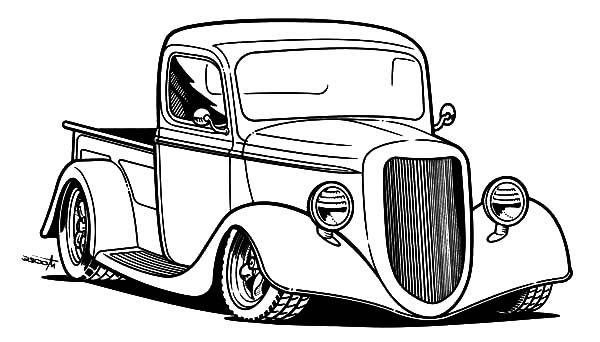 600x342 Pick Up Hot Rod Cars Coloring Pages Kids Play Color To Color