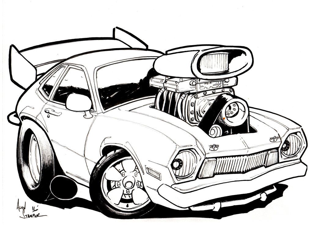 1024x744 Cartoon Hot Rod Car Art Cartoon Car Drawing