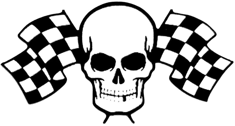 1000x535 Skull Checkered Flag Vintage Hot Rat Rod Drag Racing Decal Sticker