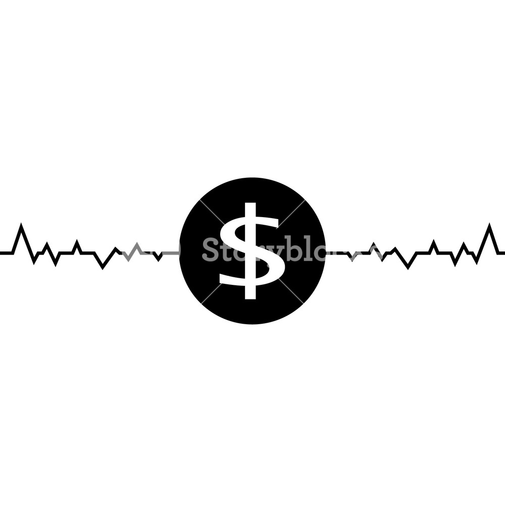 1000x1000 Vector Illustration Of Dollar One Line Drawing, Minimalism Art