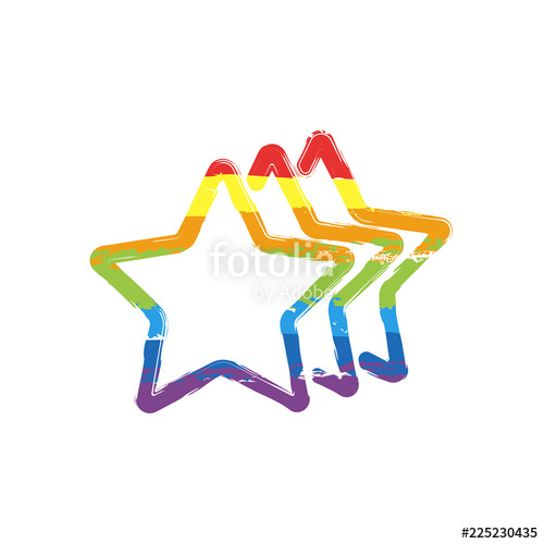 500x500 Stars Rate Icon Drawing Sign With Lgbt Style, Seven Colors